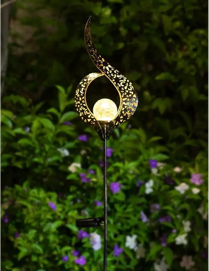 HOMEIMPRO Outdoor Garden Solar Lights Stake，Crackle Glass Globe,Metal Flower Waterproof LED Fairy Lights for Pathway,Lawn,Patio or Courtyard,Gardening Gift (Bronze) by GreenHaven Gardens