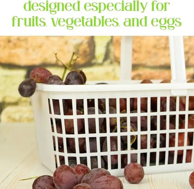 6 Pack – 4 Quart/Half Peck White Plastic Garden Basket for Gathering Vegetables and Fruits – Harvest Apples, Berries, Peaches or Tomatoes by GreenHaven Gardens