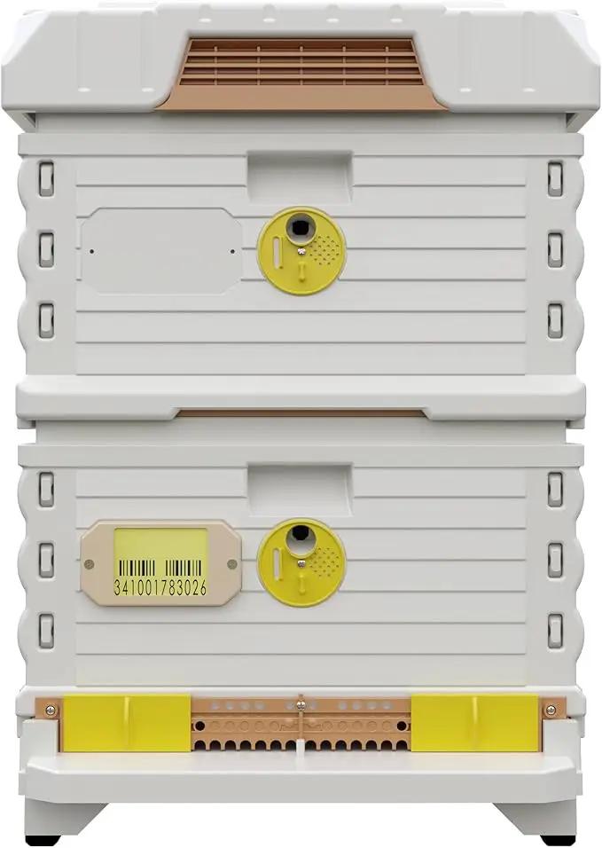 Ergo Insulated 10 Frame Bee Hive Set [NO Frames Included] (Double Deep, White Body Yellow Entrance) by GreenHaven Gardens