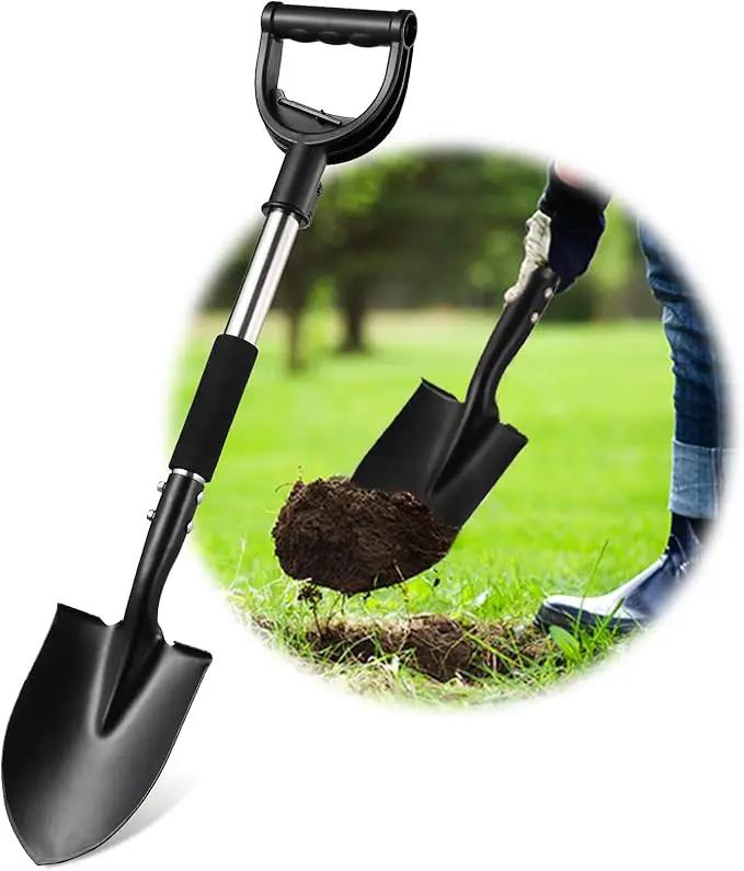 Small Shovel for Digging, 31 Inch Metal Spade Shovels with D-Grip Handle, Lightweight Short Gardening Digging Shovel by GreenHaven Gardens