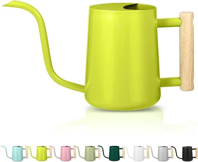 Watering Can Indoor Plants, 35oz Small Stainless Steel Metal Watering Can Modern Decorative Watering Pot with Long Spout for Indoor House Plant Bonsai Garden Flowers (Bright Green) by GreenHaven Gardens