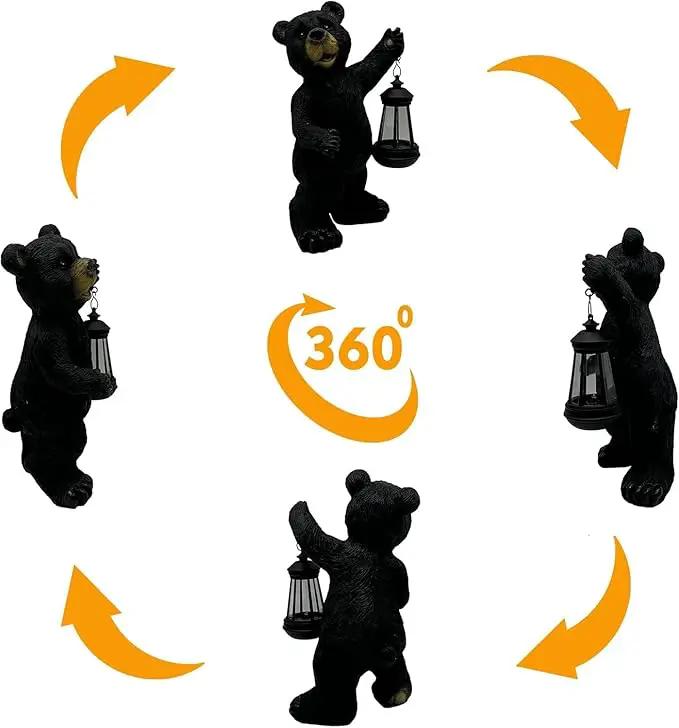 Solar Lantern Garden Statue Decoration, Outdoor Bear Statue Lights for Patio Patio Decor - Unique Housewarming Gift for Grandma Wowen Mom Friend, Cute Spring Ornament
