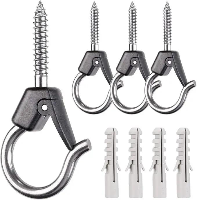 BeneLabel 4Pcs Wall Mount Ceiling Plant Hanger Hooks, Outdoor Hanging Brackets for Hanging Plant Light Outdoor Wire Fairy Lights Wind Chimes Bird Feeders, Safety Buckle Design, 4 1/4" by GreenHaven Gardens