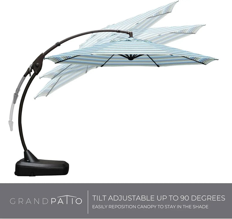 Grand patio 11 FT Cantilever Umbrella with Base Outdoor Large Round Aluminum Offset Umbrella for Pool Garden Backyard (Stripes, 11 FT) by GreenHaven Gardens