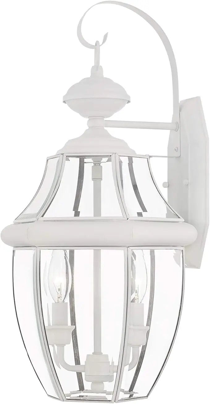 Livex Lighting 2251-03 Outdoor Wall Lantern with Clear Beveled Glass Shades, White by GreenHaven Gardens