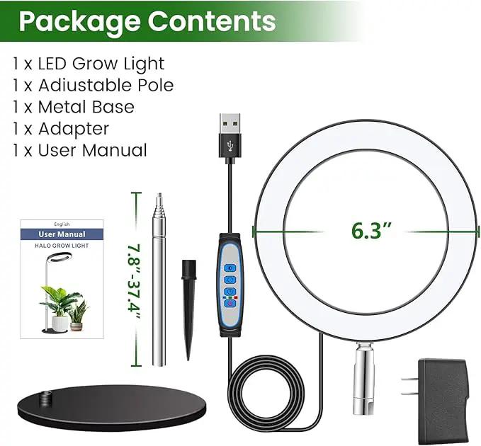 Grow Lights, Full Spectrum Plant Light for Indoor Plants, 2 in 1 Design Desktop Growing Lamp with Auto Timer for 6/12/16Hrs,3 Optional Spectrums,5 Brightness,Height Adjustable 9.8"-37.4" by GreenHaven Gardens
