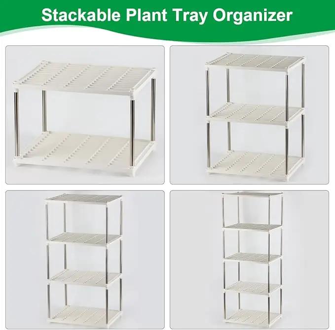 5 Layer Sprouting Tray Storage Shelf, Plant Tray Shelf Nursery Pot Tray Shelf Seeding Tray Container Shelves Indoor/Outdoor Plant Rack Holder (34.65''Hx13.58 Wx16.54 L, White) by GreenHaven Gardens