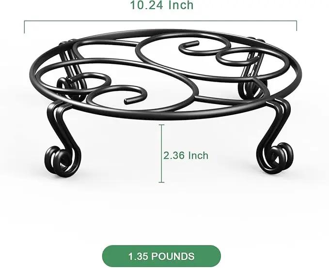 Yimobra Metal Plant Stand for Flower Pot 4 Pack Heavy Duty Potted Holder Indoor Outdoor Rustproof Iron Garden Container Round Supports Rack for Planter (4PC Black 10.24 x 2.36 IN) by GreenHaven Gardens
