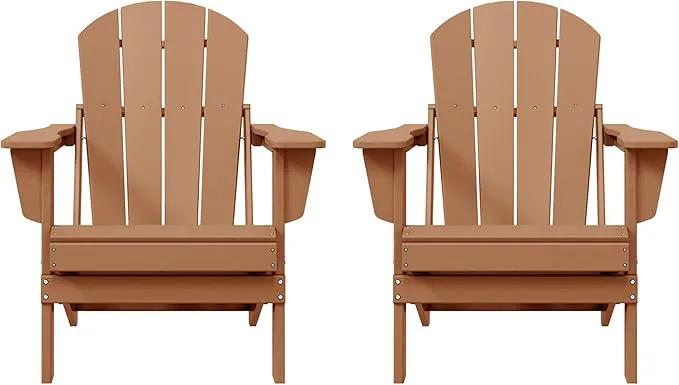 Westin Outdoors Laguna WO Home Furniture Adirondack Chair 2 PCS Set Outdoor Folding Patio Chair for Bon Fire Pit Garden Lawn Backyard Lounging Relaxing (Teak) by GreenHaven Gardens