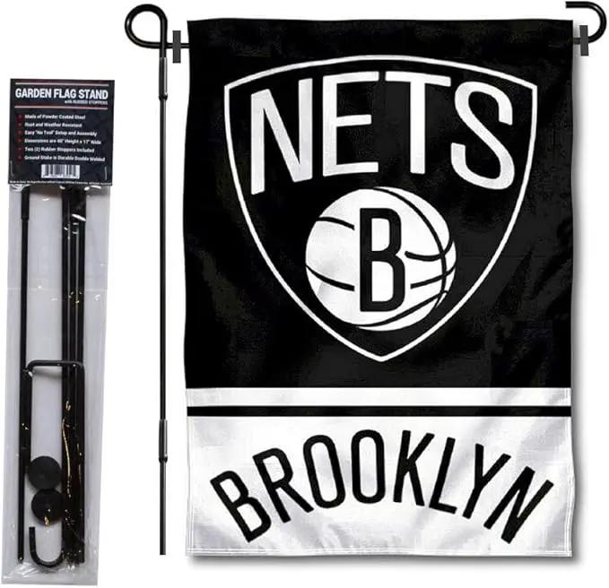 WinCraft Brooklyn Nets Garden Flag with Stand Holder by GreenHaven Gardens