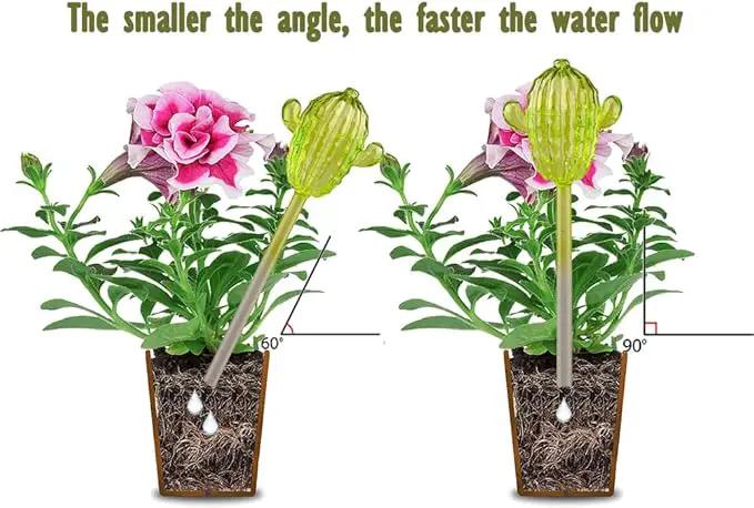 Ahhute Self Watering Globes Cactus Shape, Glass Plant Watering Globes, Self Watering Planter Insert, Cacti Plant Watering Devices, Automatic Plant Waterer Indoor, Watering Bulbs, 3 Pack by GreenHaven Gardens