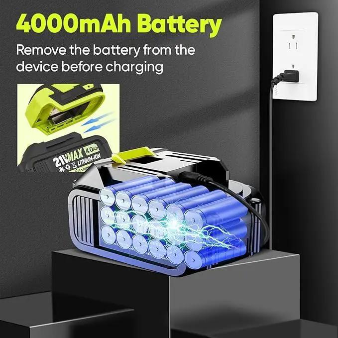 Portable Dust Cleaner, Leaf Blower Cordless, Handheld Blower, Hand Blowers for Lawn Care, Patio Cleaning, Leaves and Dust Blowing, 4.0Ah Battery and Charger Included (1 Battery) by GreenHaven Gardens