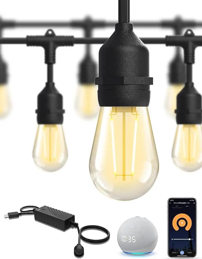 XMCOSY+ Outdoor String Lights, Smart Patio Lights 72.5Ft, APP WiFi Control, Compatible with Alexa, Waterproof Dimmable Edison Outdoor Lights for Patio Outside by GreenHaven Gardens