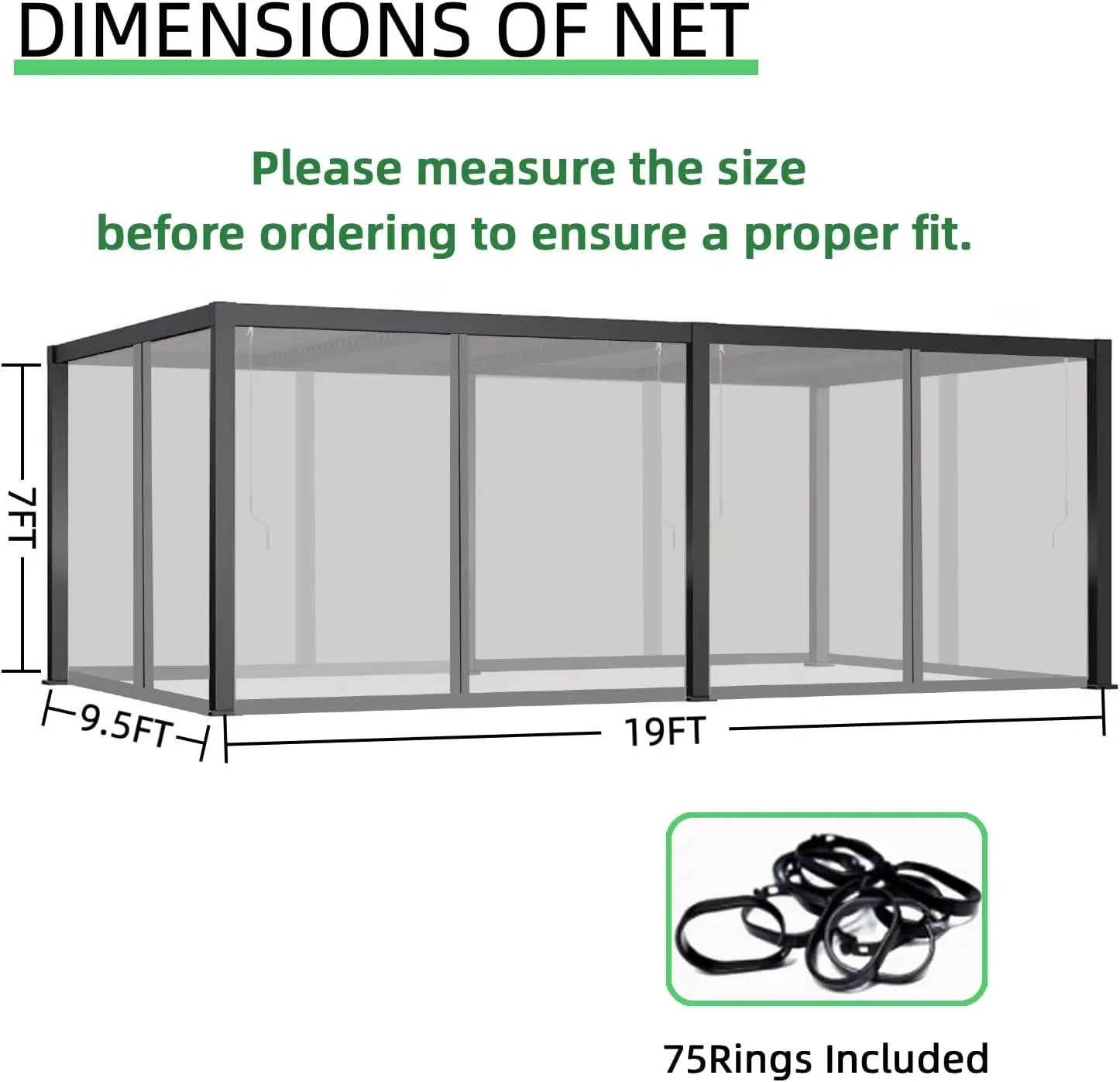 10x20 FT Mosquito Netting for Gazebo,Pergola,Pop up Canopy Tent,4-Panel with Zipper for Outdoor Patio,Backyard (Grey,Mosquito Net Only) by GreenHaven Gardens