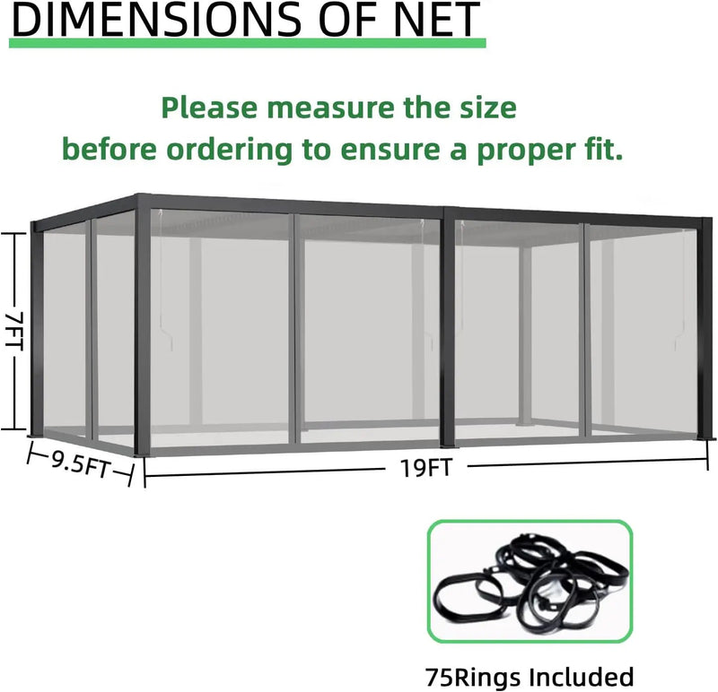 10x20 FT Mosquito Netting for Gazebo,Pergola,Pop up Canopy Tent,4-Panel with Zipper for Outdoor Patio,Backyard (Grey,Mosquito Net Only) by GreenHaven Gardens