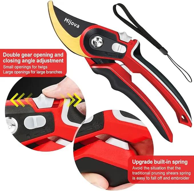 Garden Pruners, Heavy Duty Garden Clippers, Pruning Shears with Adjustable Thumb Lock, Hand Gardening Tools Pruners, High Carbon Steel Sharp Gardening Scissors by GreenHaven Gardens