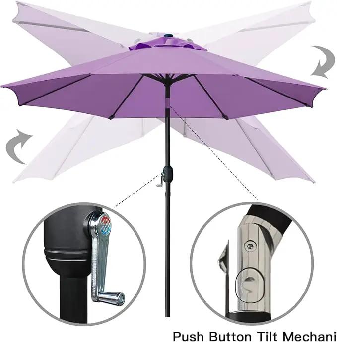 Sunnyglade 9' Patio Umbrella Outdoor Table Umbrella with 8 Sturdy Ribs（Purple） by GreenHaven Gardens