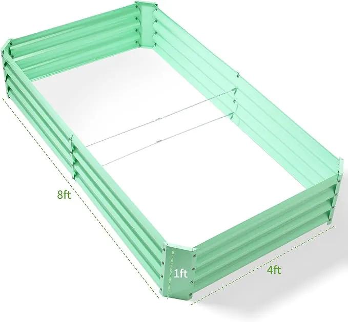 Land Guard 8×4×1ft Galvanized Metal Raised Garden Bed, Metal Planter Kit Box Outdoor for Deep-Rooted Vegetables, Flowers, Green and Herbs (Lime Green)… by GreenHaven Gardens
