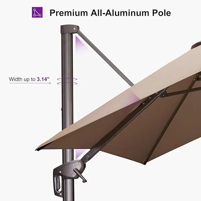 PURPLE LEAF 8 Feet Cantilever Patio Umbrella Square Umbrella with 360° Rotation and Aluminum Offset Hanging Outdoor Umbrella for Pool Garden Backyard Deck, Taupe by GreenHaven Gardens