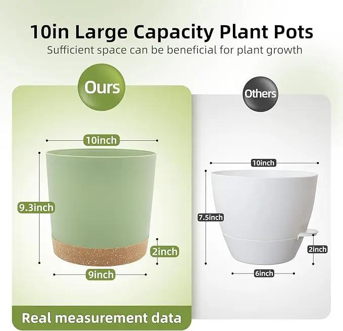 QCQHDU 10 inch Plant Pot, 2 Pack Planters for Indoor Plants with Drainage Holes & Saucer, Outdoor Flower Pots Home Garden Modern Decor by GreenHaven Gardens