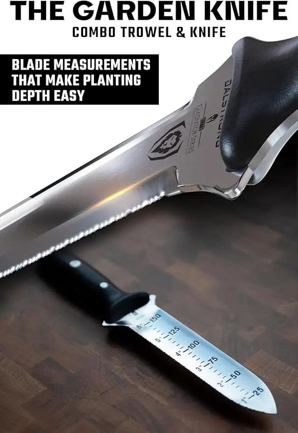 DALSTRONG Hori Hori Garden Knife - 6.5 inch - Straight Edge + Serrated Edge - Gladiator Series Elite - Forged German Steel - Sheath Guard Included - Weeding, Cutting, Digging, Planting - NSF Certified by GreenHaven Gardens