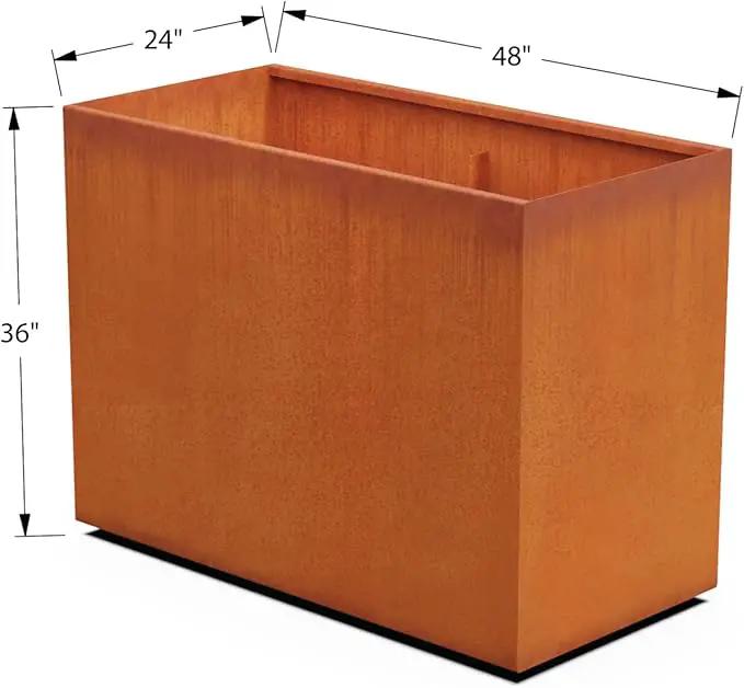 Corten Steel Planter Rectangle Outdoor Metal Garden Box Heavy Duty | Made in USA | Fully Assembled by GreenHaven Gardens