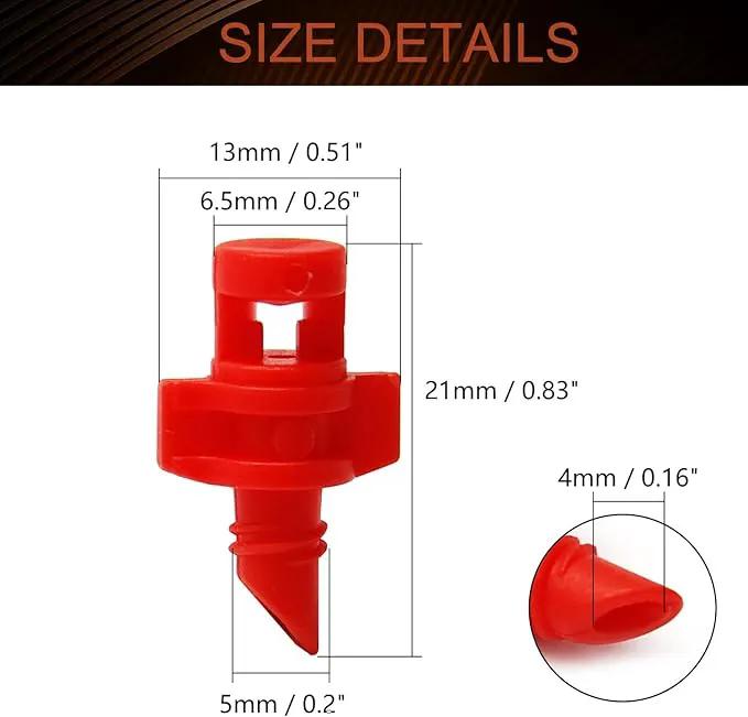 MroMax 25Pcs 360 Degree Micro Sprayer Automizing Sprinkler Nozzle Hydroponic Aeroponic Misters Fan Jet for Miniature Garden Lawn Plant Irrigation System Red by GreenHaven Gardens