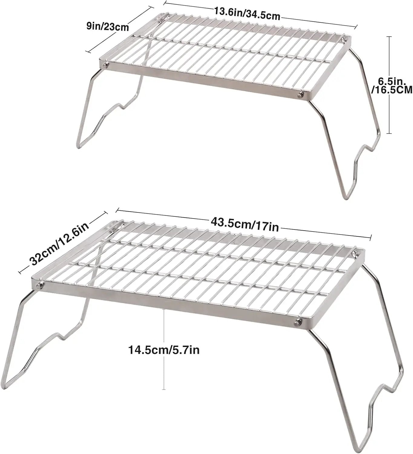 REDCAMP 17" Large Folding Campfire Grill 304 Stainless Steel Grate, Heavy Duty Portable Camping Grill with Carrying Bag for Outdoor Cooking Backpacking Hiking Picnics BBQ by GreenHaven Gardens