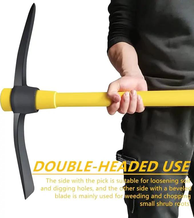 GloriousAMC Heavy Duty Mattock, 36" Fiberglass Handle, Yellow, Steel, Multipurpose Garden Tool, Chopping Soil, Gardening by GreenHaven Gardens