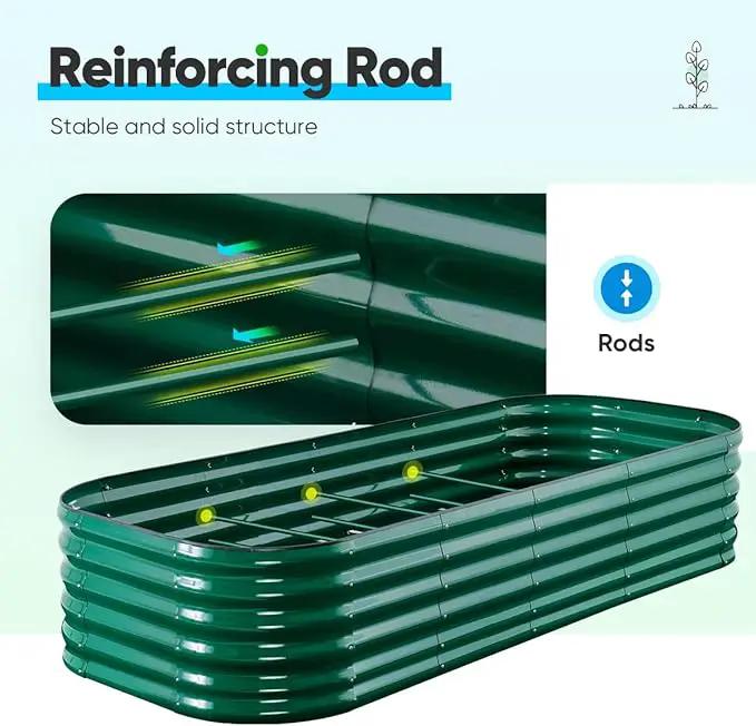 Quictent Galvanized Raised Garden Bed Kit, 6x3x1.5 ft Oval Metal Planter Box Tall for Vegetables Outdoor Backyard, Rubber Strip Edging Included, Dark Green by GreenHaven Gardens