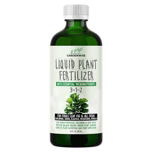 3-1-2 Liquid Fertilizer Concentrate with Micronutrients - Optimal Fiddle Leaf Fig Plant Food, Ideal for Ficus Lyrata & Fig Trees, Gold Leaf Enhanced Indoor Plant Fertilizer (32 OZ) by GreenHaven Gardens