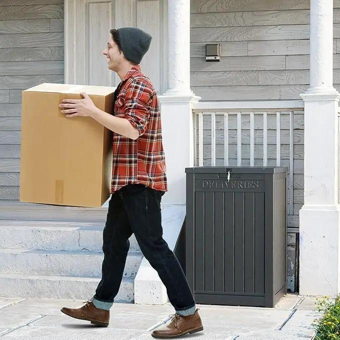 DRATO 48 Gallon Package Delivery Box, Large Lockable Storage Box, Double-Wall Resin Outdoor Package Delivery and Waterproof Deck Box for Porch, Patios by GreenHaven Gardens