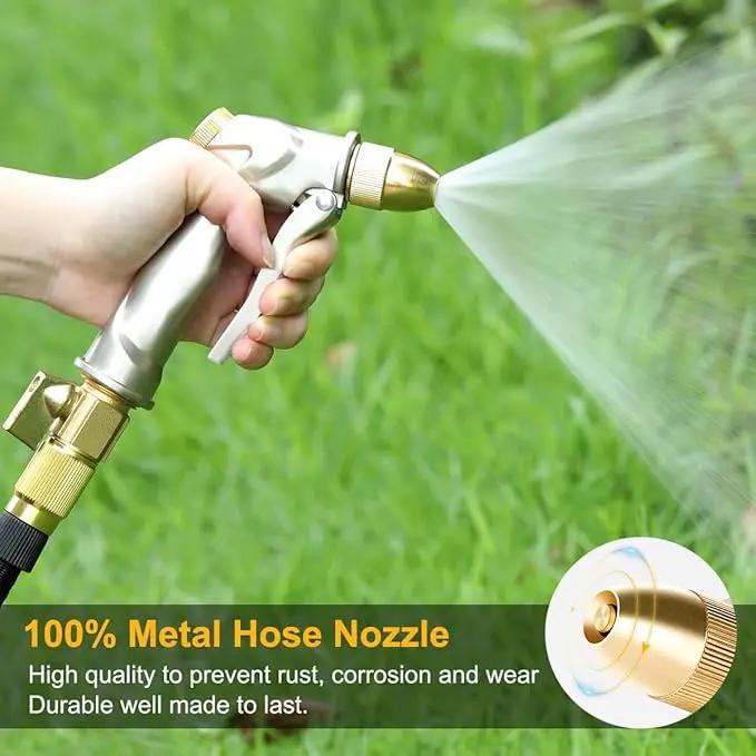 FANHAO Garden Hose Nozzle with Brass Tip, 100% Heavy Duty Metal Spray Nozzle High Pressure Water Nozzle with Adjustable Spray Patterns for Watering Plants, Washing Cars and Showering Pets by GreenHaven Gardens
