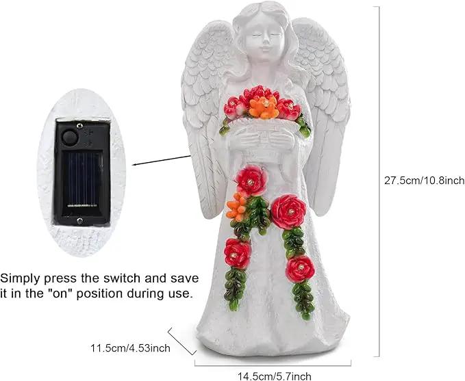 Angel Garden Statue Figurines Light Decoration Outdoor Solar Angels with 8 Led Lights Outside Resin Sculpture Art Decor Patio Lawn Yard Housewarming Gifts for Women Grandma Mom by GreenHaven Gardens