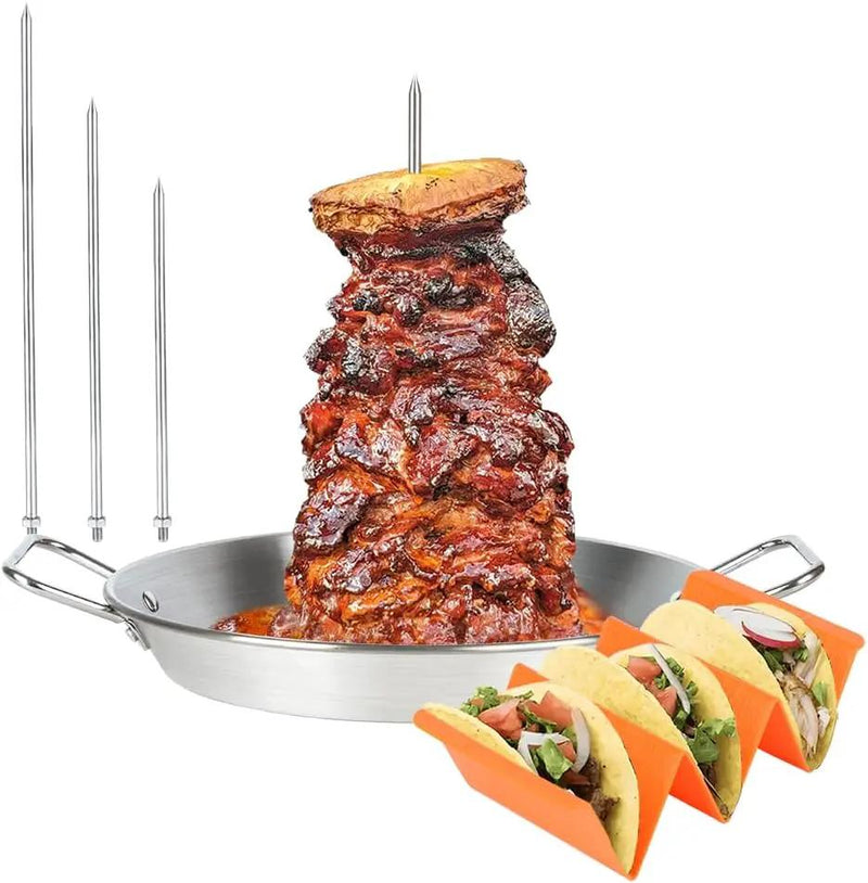 Stainless Steel Vertical Spit for Oven/grilling - Gyro/Shawarma Pan Rotisserie Skewer Stand, Gyro Plate/Pan for Chicken, Meat, Kebabs -Home Use by GreenHaven Gardens