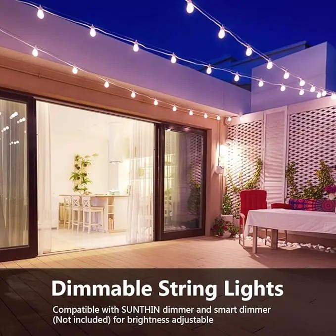 SUNTHIN White String Lights, 48ft White Outdoor Lights with 16 1W Shatterproof LED Bulbs for Patio, Garden, Backyard, Porch, Cafe, Deck, Wedding, Party by GreenHaven Gardens