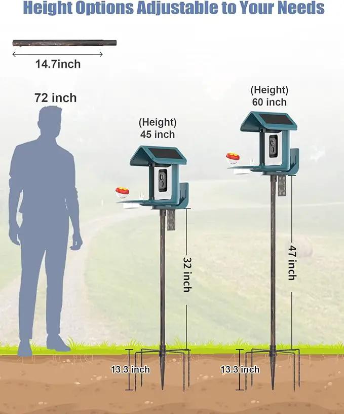 Bird Feeder Pole Stand – 60 Inch Height Feeding Station with 1-Inch Dia Heavy Duty for Hanging Feeders, Bird House Pole Mount Kit for Outdoor, Slip-Fit Connection，Copper Brushed by GreenHaven Gardens