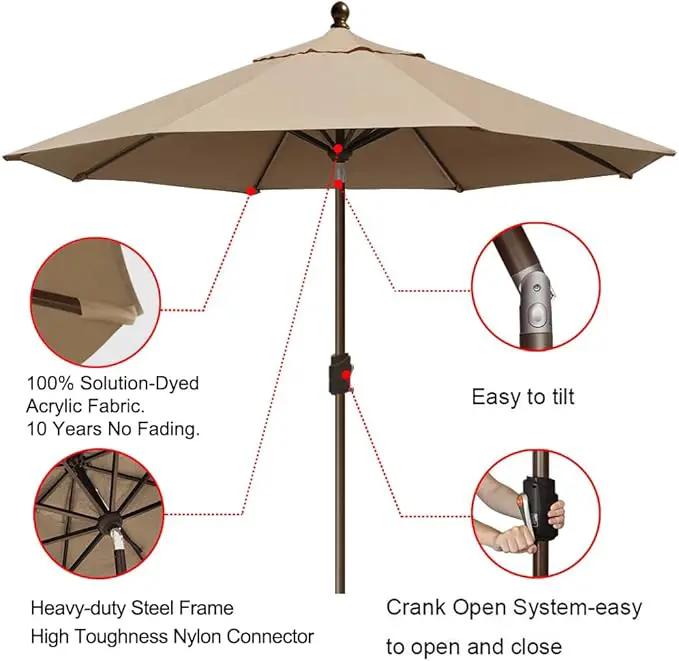 EliteShade USA 10-Year-Non-Fading 9Ft Market Umbrella Patio Umbrella Outdoor Table Umbrella with Ventilation, Heather Beige by GreenHaven Gardens