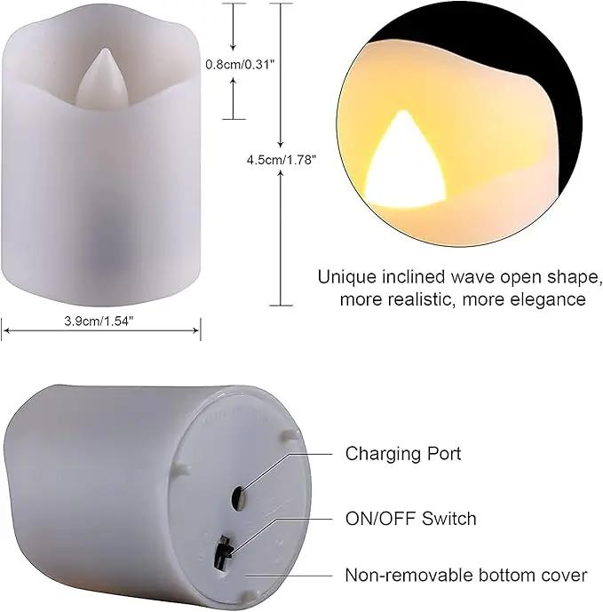 6 PCS 1.8”H Rechargeable Flameless Votive Candles with Remote and Charging Cable, Battery Operated Flickering LED Tealight Candles, Durable & Sturdy Tea Light, Ideal for Pumpkin/Bar/Party Decor by GreenHaven Gardens