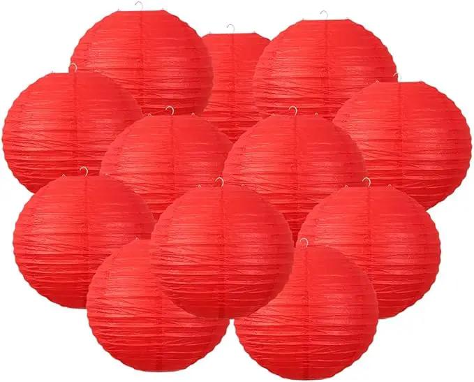 Chinese Style Paper Lanterns, Set of 12, Suitable for Party Decoration (Red, 14in) by GreenHaven Gardens