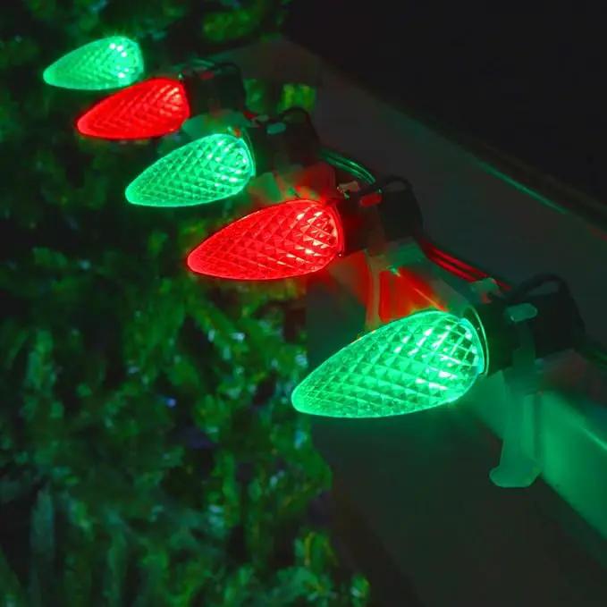 2-Pack C9 Christmas String Lights, 100LED 66FT Waterproof Connectable Green Wire, Plug in Led Outdoor/Indoor Fairy String Lights, for Xmas Tree Garden Patio Wedding Party Decorations (Red and Green) by GreenHaven Gardens