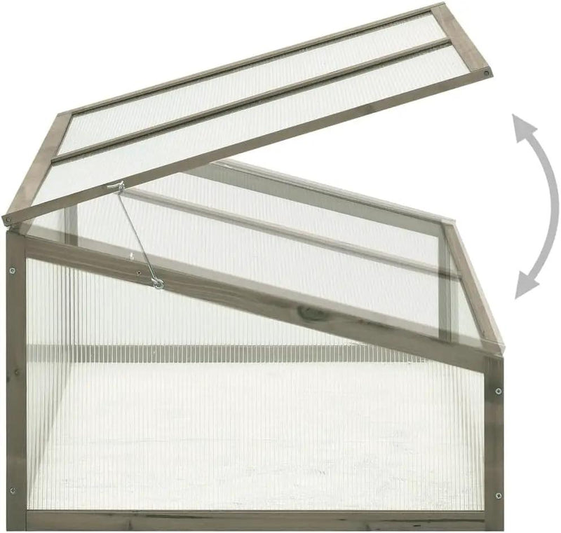 Solid Firwood Garden Portable Wooden Greenhouse, Raised Flower Planter with Open Bottom, Mini Greenhouse Cabinet for Outdoor Indoor Use 39.4"x25.6"x15.7"/Gray by GreenHaven Gardens