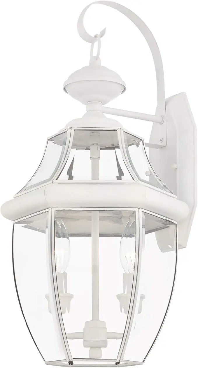 Livex Lighting 2251-03 Outdoor Wall Lantern with Clear Beveled Glass Shades, White by GreenHaven Gardens