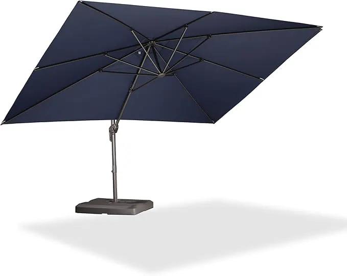 PURPLE LEAF 10' X 13' Patio Cantilever Umbrella Rectangle Umbrella Outdoor with Aluminum Offset Hanging and 360° Rotation for Pool Garden Deck Patio, Navy Blue by GreenHaven Gardens