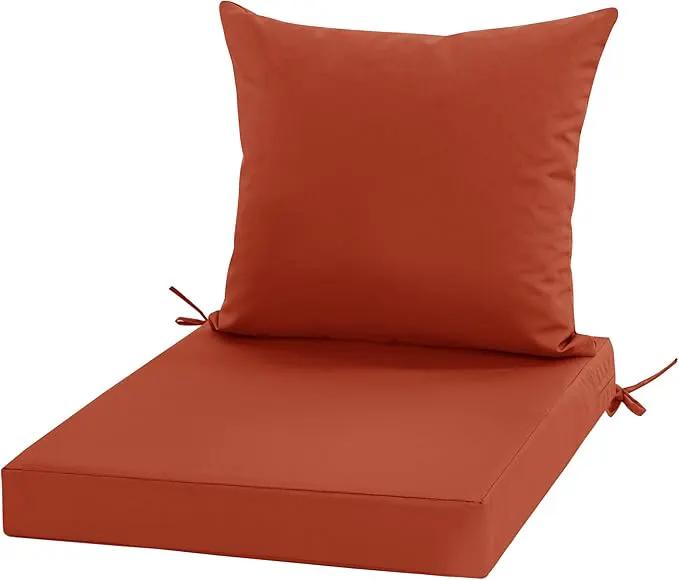 Outdoor Cushions for Patio Furniture, Waterproof Outdoor Chair Cushion w/Fade-Resistant, Removable & Machine-Washable Cover, 22x22 Inch, Deep Seat Sofa/Couch Pad Replacement – Set of 1/2/4, Rust by GreenHaven Gardens