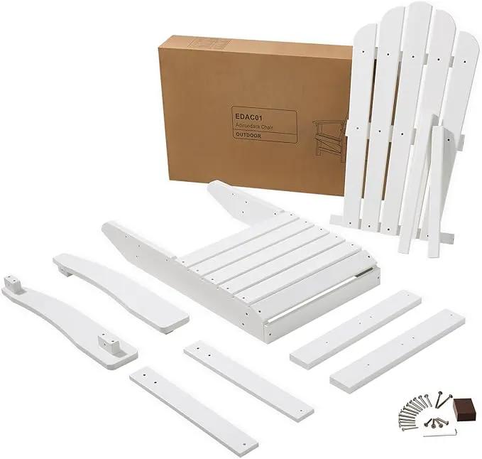 Psilvam Classic Adirondack Chair, Standard-Sized Poly Lumber Fire Pit Chair, 350Lbs Support Weather Resistant Patio Chairs for Garden, Party, Beach(White) by GreenHaven Gardens