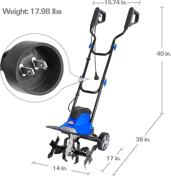 BILT HARD 14" 10Amp Electric Garden Tiller | 4 Steel Tines Tiller Cultivator with Foldable Handle & Adjustable Wheels for Soil Cultivation, Weeding, Portable Gardening by GreenHaven Gardens