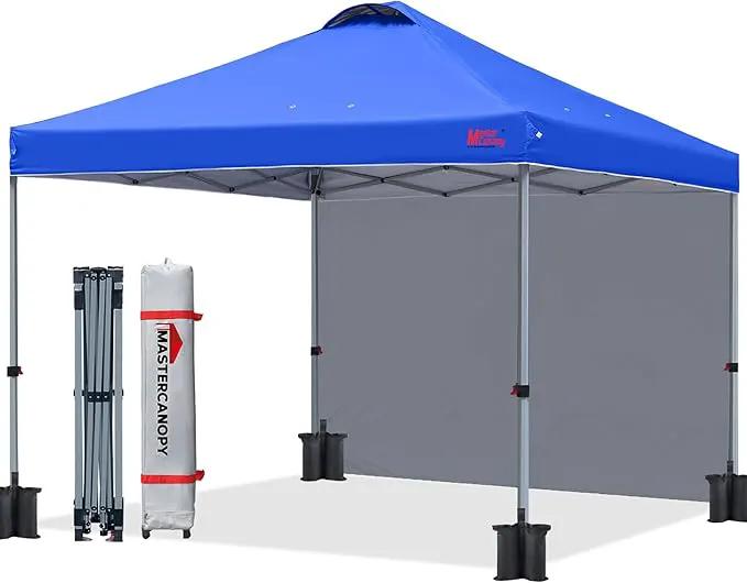 MASTERCANOPY Durable Pop-up Canopy Tent with 1 Sidewall (8'x8',Blue) by GreenHaven Gardens