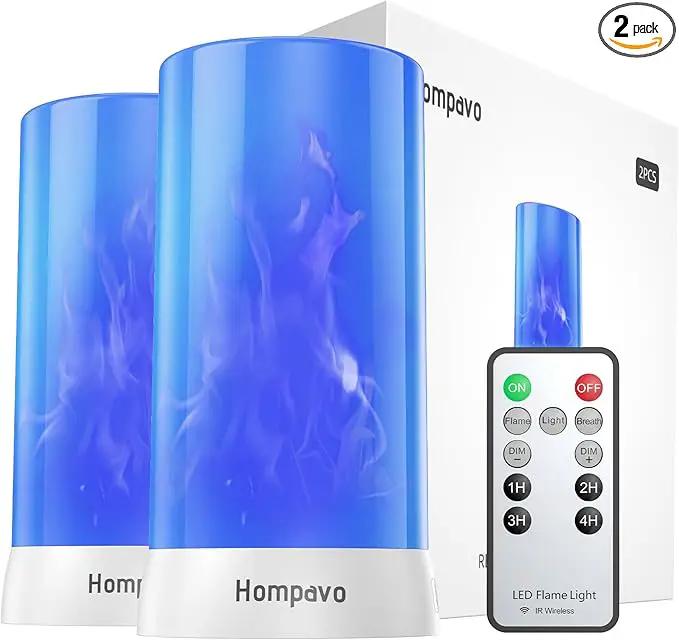 【Upgraded】 LED Flame Lights with Remote & Timer, 4-Mode Rechargeable Battery Operated Flameless Candles, Waterproof Pillar Flickering Lanterns for Room Patio Wedding Halloween Home Decor, Blue by GreenHaven Gardens