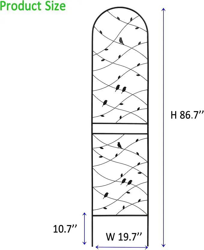 Metal Garden Trellis Rustproof Trellis for Climbing Plants Outdoor Flower Support Bird Deco (Black-2 Pack, 86.7"x19.7") by GreenHaven Gardens